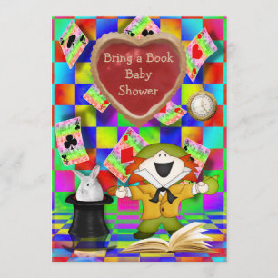 Mad Hatter Jam Tart Heart Bring a Book Baby Shower Invitation
