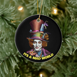 mad hatter man its a mad world fantasy art ceramic ornament