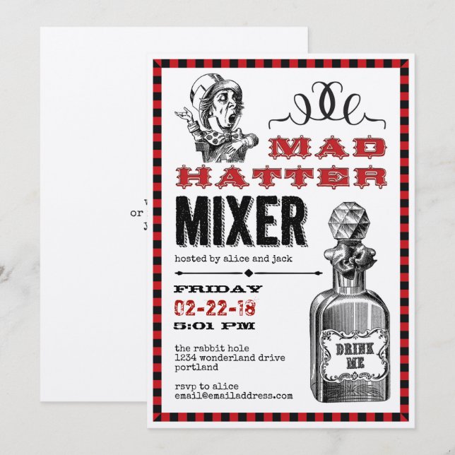 Mad Hatter Mixer Party Invitation (Front/Back)