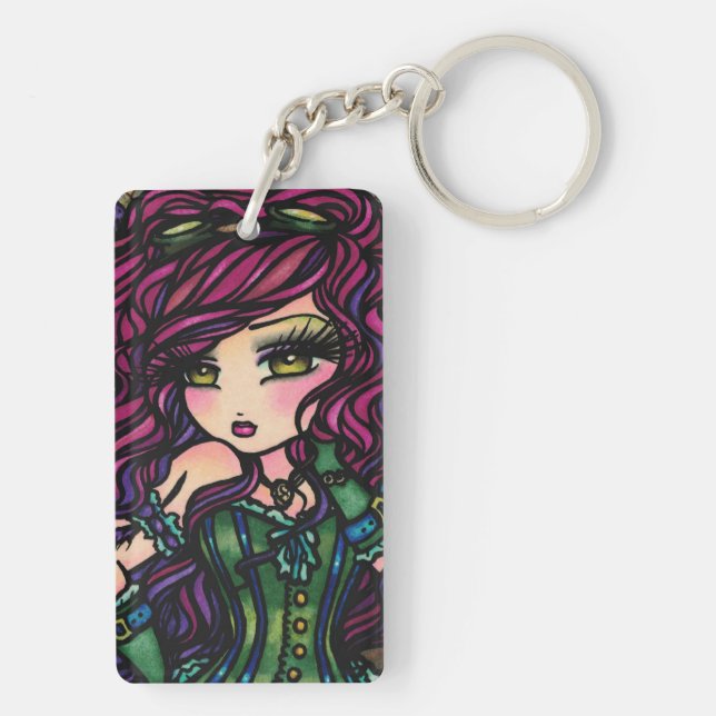 Mad Hatter & Steampunk Girl Hannah Lynn Key Ring (Back)