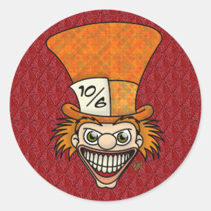 Mad Hatter Stickers Red BG