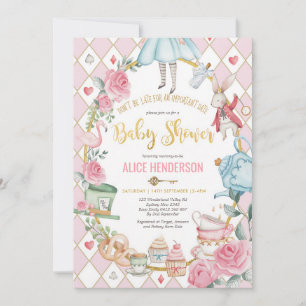 Mad Hatter Tea Party Baby Shower Girl Invitation