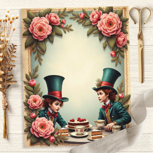 Mad Hatter Tea Party Roses Scrapbook Paper