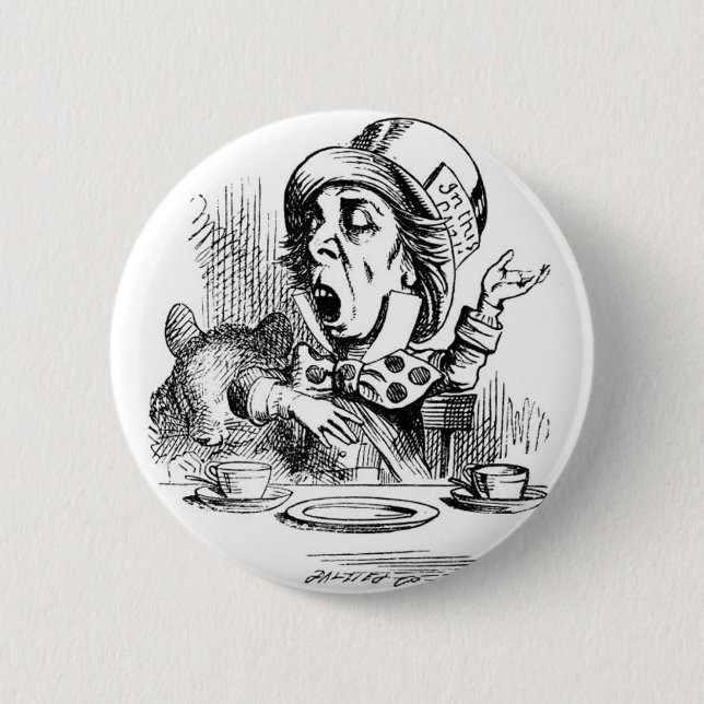 Mad Hatter with Dormouse 6 Cm Round Badge (Front)