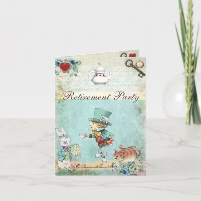Mad Hatter Wonderland Retirement Party Invitation (Front)