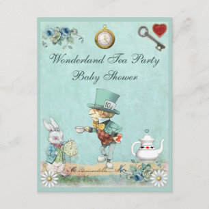 Mad Hatter Wonderland Tea Party Baby Shower Invitation