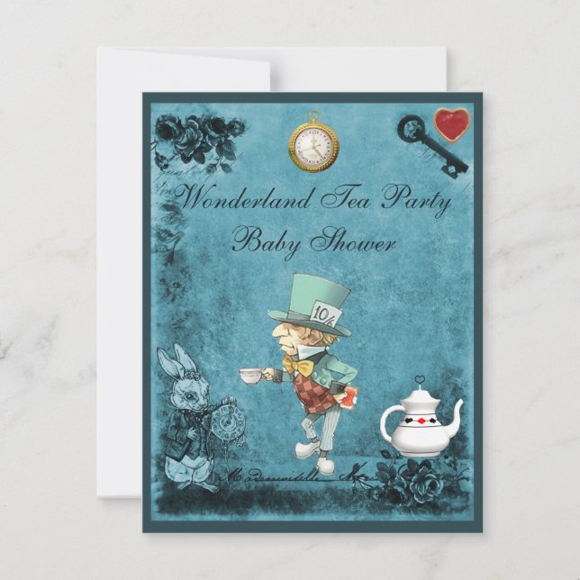 Mad Hatter Wonderland Tea Party Baby Shower Invitation (Front)
