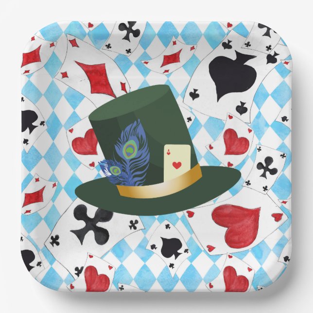 Mad Hatters Hat  Paper Plates (Front)