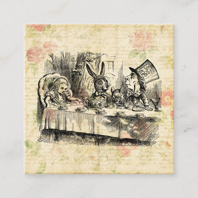 Mad Hatters Tea Party Alice in Wonderland Art Enclosure Card (Front)