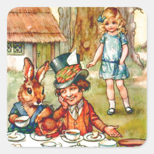 Mad Hatter's Tea Party  - Alice in Wonderland Square Sticker