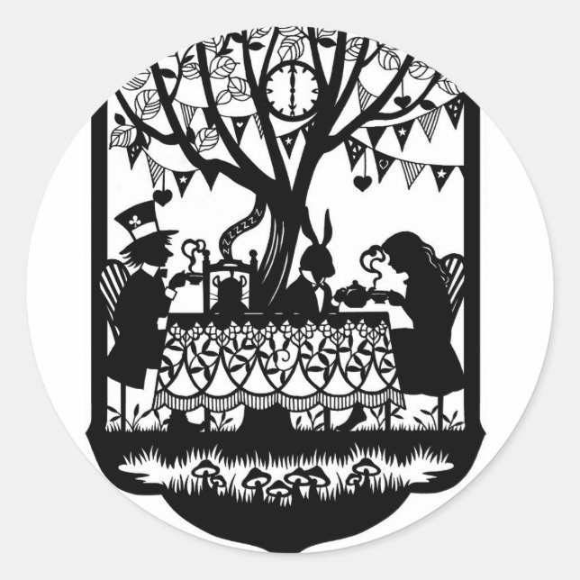 Mad Hatters tea party Classic Round Sticker (Front)