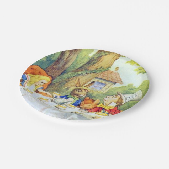 Mad Hatters Tea Party Colour Paper Plate (Angled)
