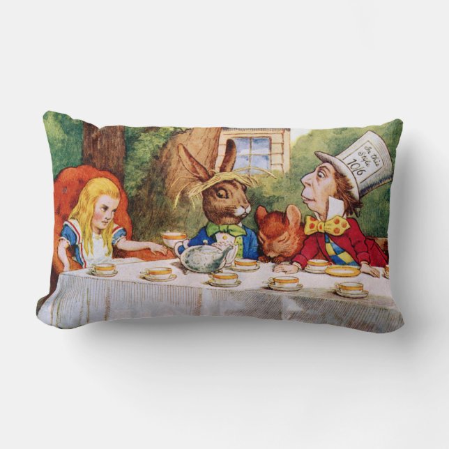 Mad Hatter's Tea Party in Wonderland Lumbar Cushion (Front)