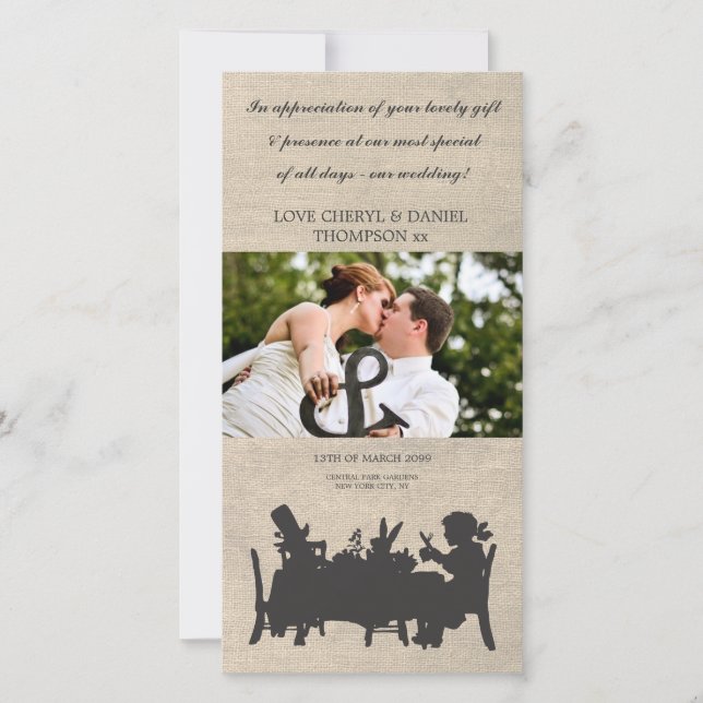 Mad Hatters Tea Party Wedding Thank You Photo Card (Front)