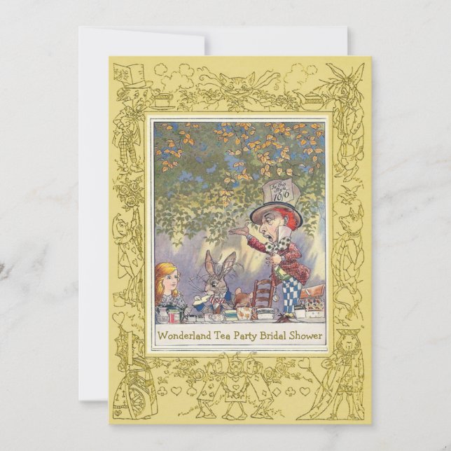 Mad Hatter's Wonderland Tea Party Bridal Shower Invitation (Front)