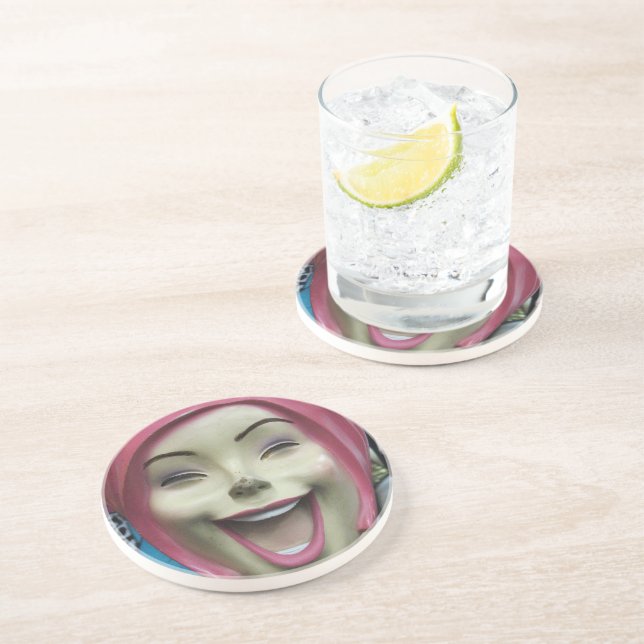 Mad Laughing Mannequin ~ Uncanny Valley Girl Coaster (Side)