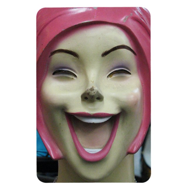 Mad Laughing Mannequin ~ Uncanny Valley Girl Magnet (Vertical)