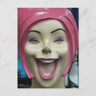 Mad Laughing Mannequin ~ Uncanny Valley Girl Postcard
