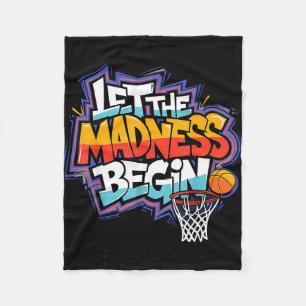 Mad march begin basketball graffiti squad fleece blanket