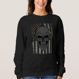 Mad Musical Skull Headphones House Tecno Party Mix Sweatshirt