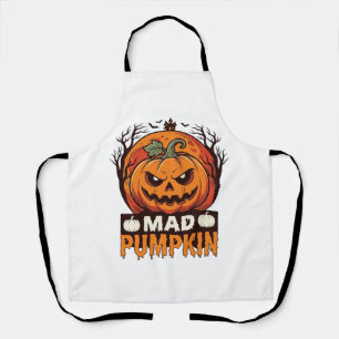 Mad Pumpkin Halloween Vintage Engraving Design_1 Apron