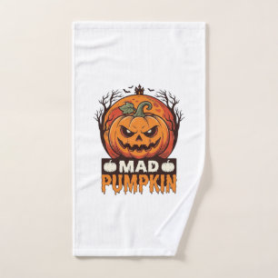 Mad Pumpkin Halloween Vintage Engraving Design_1 Hand Towel