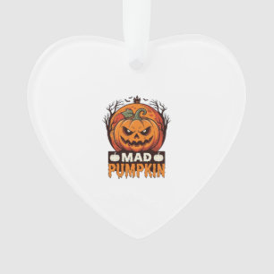 Mad Pumpkin Halloween Vintage Engraving Design_1 Ornament