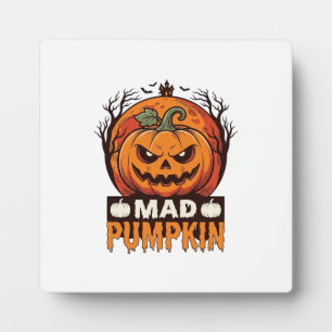 Mad Pumpkin Halloween Vintage Engraving Design_1 Plaque
