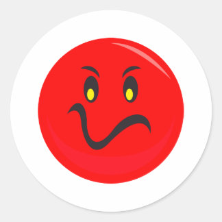 mad red face classic round sticker