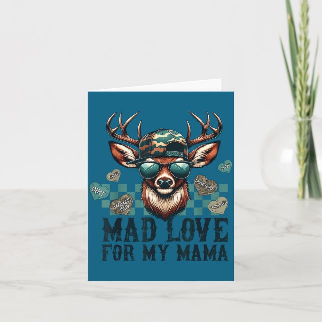 Mad Retro Love For My Mama Camo Deer Hunting Valen Card (Front)