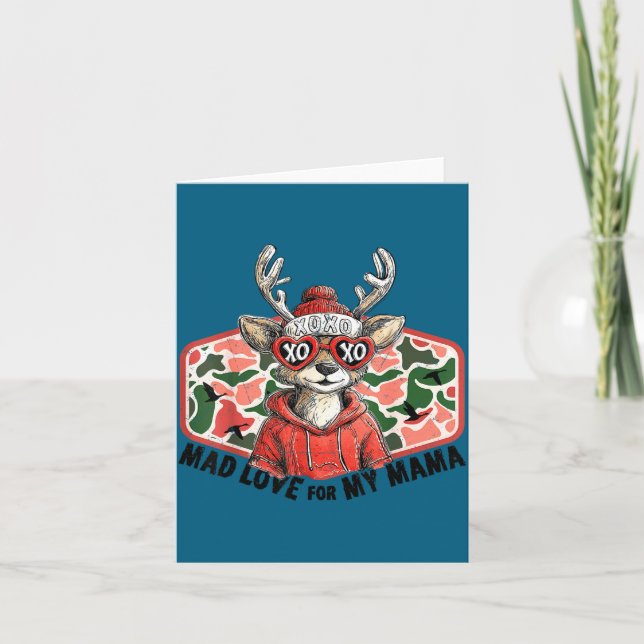 Mad Retro Love For My Mama Camo Deer Hunting Valen Card (Front)
