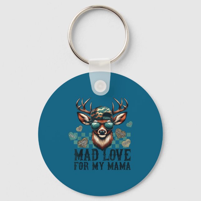 Mad Retro Love For My Mama Camo Deer Hunting Valen Key Ring (Front)