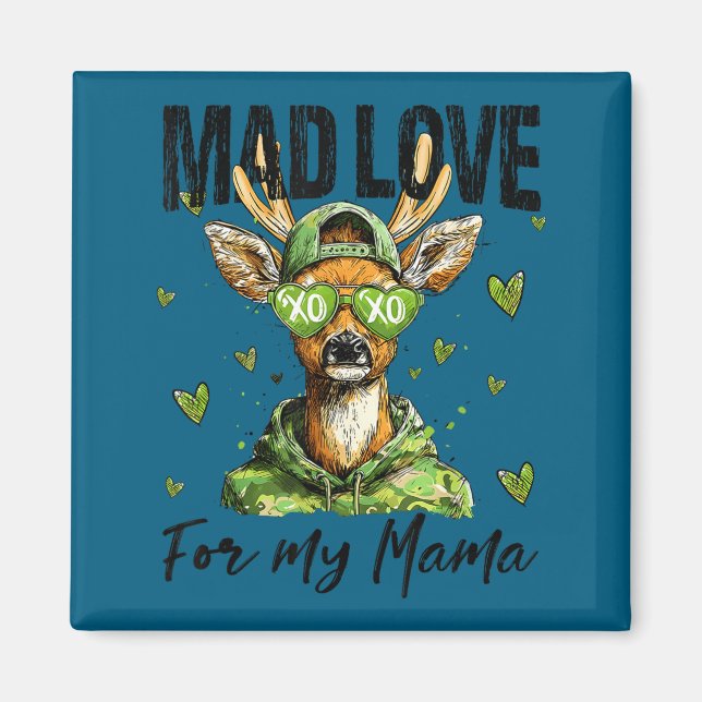 Mad Retro Love For My Mama Deer Hunting Boys Valen Magnet (Front)