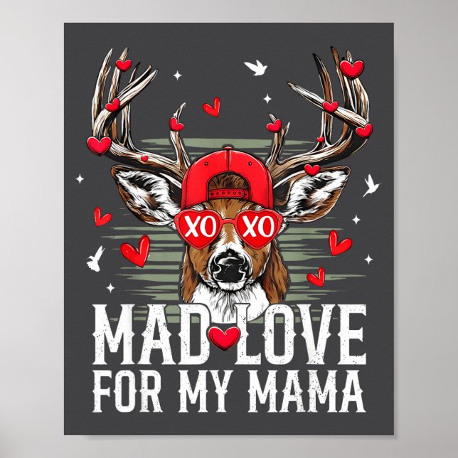 Mad Retro Love For My Mama Deer Hunting Boys Valen Poster (Front)
