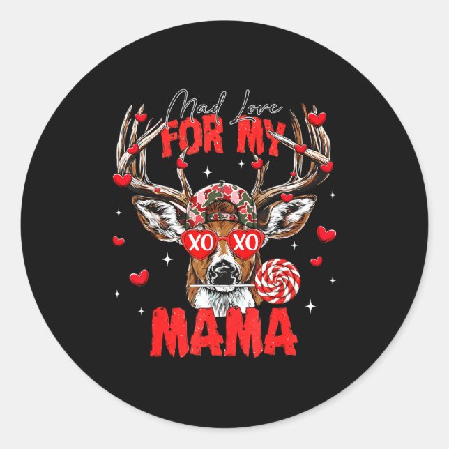 Mad Retro Love For My Mama Deer Hunting Happy Vale Classic Round Sticker (Front)