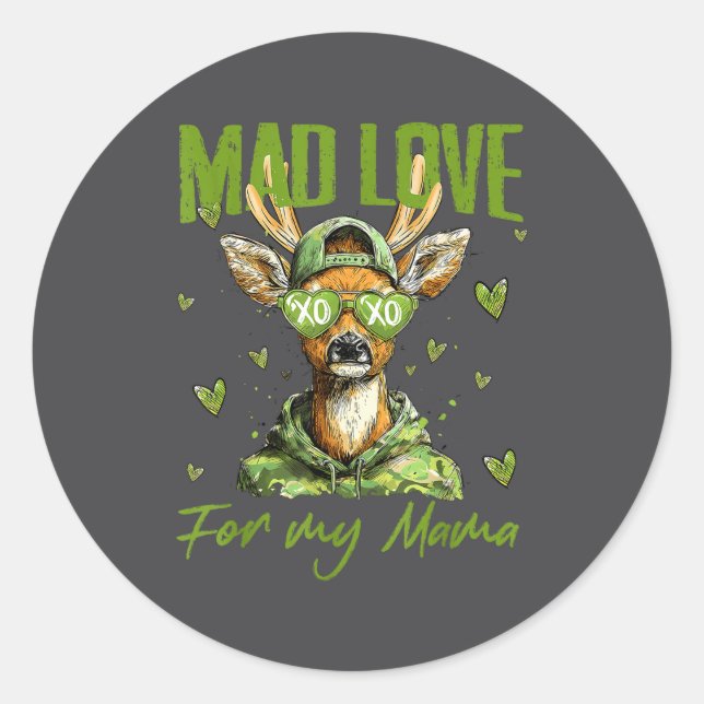 Mad Retro Love For My Mama Deer Hunting Happy Vale Classic Round Sticker (Front)