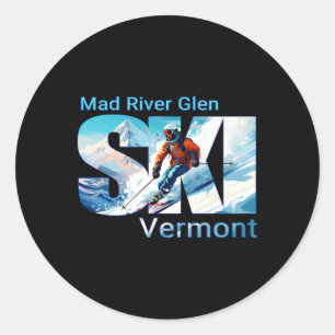 Mad River Glen Cool Skiing Vacation Ski Outdoor Sk Classic Round Sticker