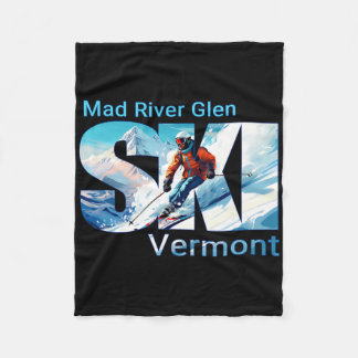 Mad River Glen Cool Skiing Vacation Ski Outdoor Sk Fleece Blanket