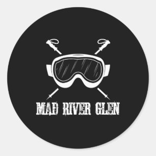 Mad River Glen Vermont Rustic Ski Skier Skiing Gog Classic Round Sticker