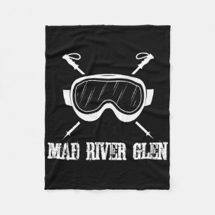Mad River Glen Vermont Rustic Ski Skier Skiing Gog Fleece Blanket
