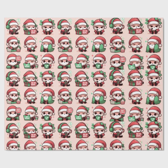 Mad Santa (Pink) Wrapping Paper (Flat)