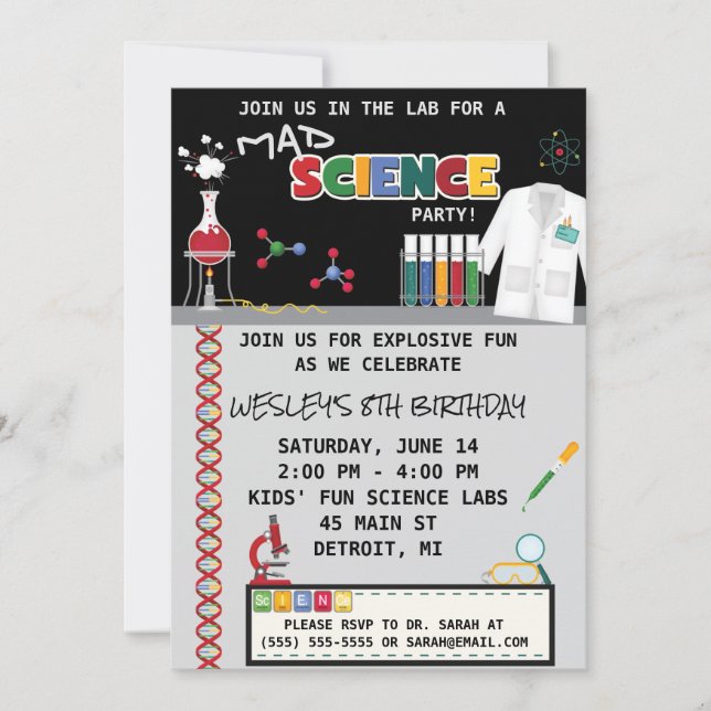 Mad Science Birthday Party Invitation (Front)