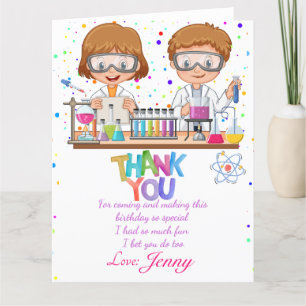 Mad Science Birthday Thank you card 