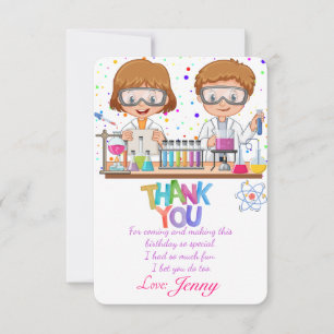 Mad Science Birthday Thank you card 