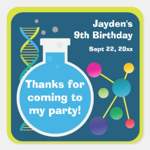 Mad Science Lab Birthday Party Favour Square Sticker