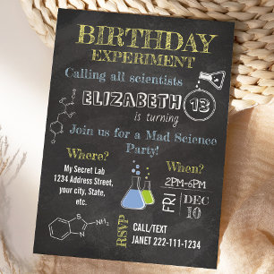 Mad Science Party Birthday Invitation