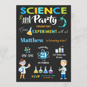 Mad Science Party Birthday Invitation Boy
