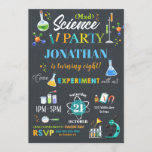 Mad Science Party Birthday Invitation Boy<br><div class="desc">Personalize this awesome science party invitation with your child's name,  age and party details easily and quickly,  simply press the customise it button to further re-arrange and format the style and placement of the text.  

(c) The Happy Cat Studio</div>