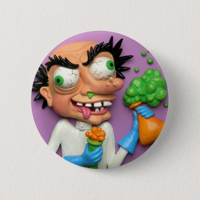 Mad Scientist 6 Cm Round Badge (Front)
