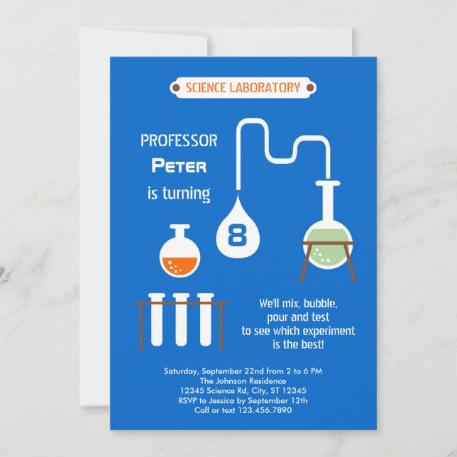 Mad Scientist Birthday Party Invitation (Front)
